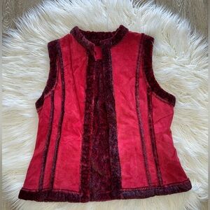 Red vegan fur vest